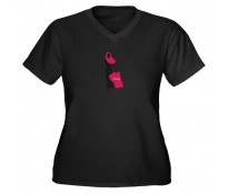 iShop Women's Plus Size V-Neck Dark T-Shirt